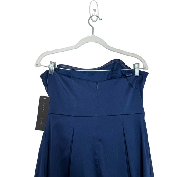 NWT Aidan Mattox Navy Strapless Pleated Ballgown Size 8 - Picture 4 of 6